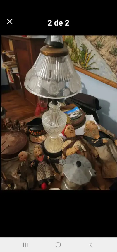 Lámpara de Mesa de Cristal Vintage - miniatura 1
