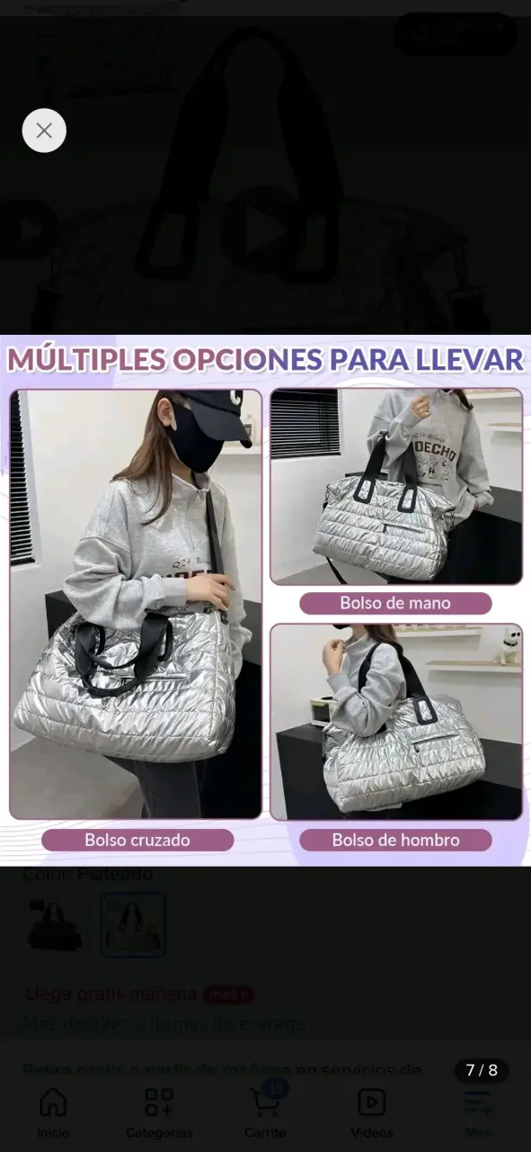 Bolso de viaje plateado impermeable y resistente - 2