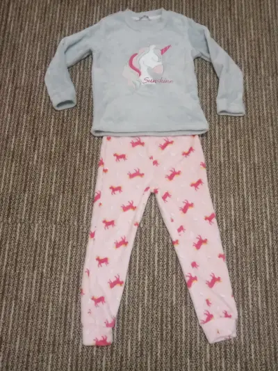 Pijama infantil talla 6 unicornio gris y rosa - miniatura 2