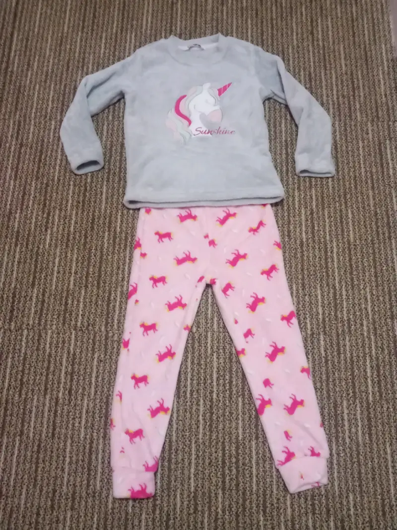 Pijama infantil talla 6 unicornio gris y rosa - 3