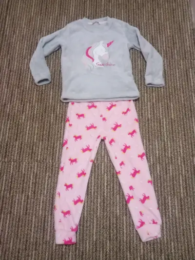 Pijama infantil talla 6 unicornio gris y rosa - miniatura 3