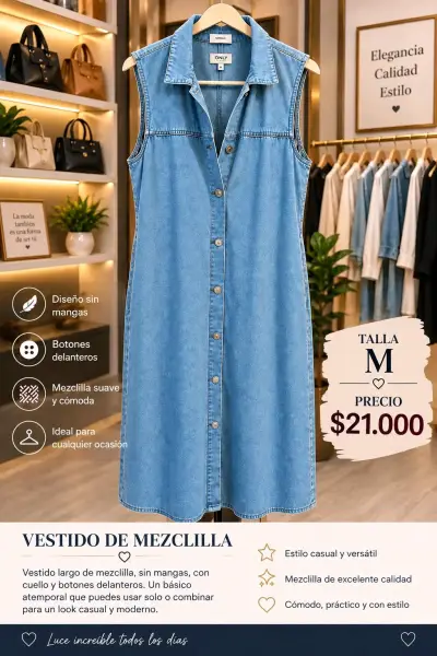 Vestido de mezclilla sin mangas talla M $21000 - miniatura 1