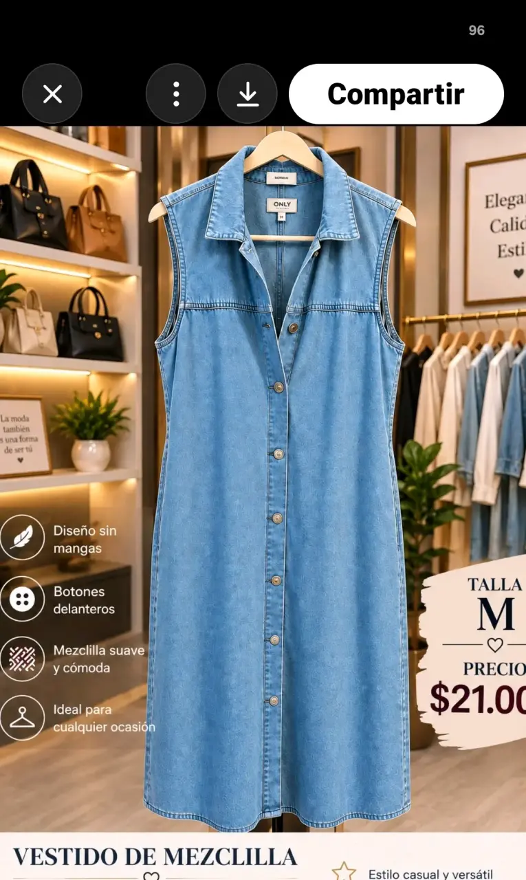 Vestido de mezclilla sin mangas talla M $21000 - 2