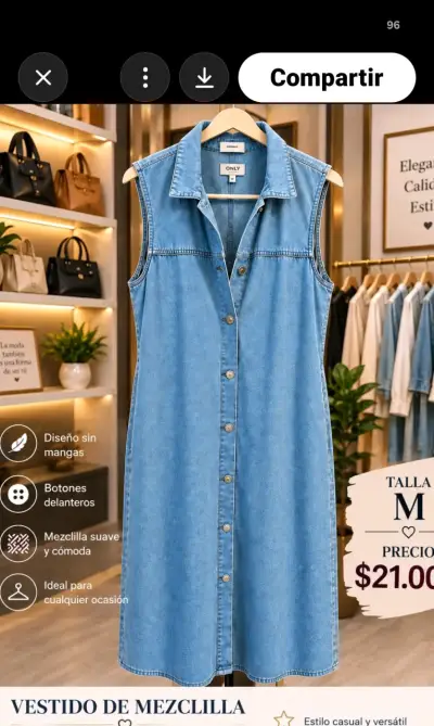Vestido de mezclilla sin mangas talla M $21000 - miniatura 2