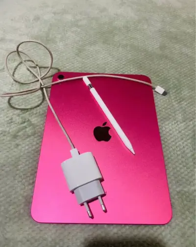 iPad rosa con Apple Pencil y cargador - miniatura 2