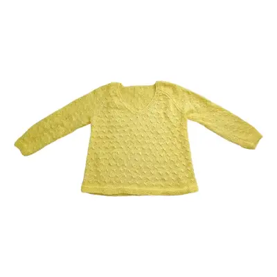 Sweater amarillo pastel tejido a mano talla M - miniatura 1