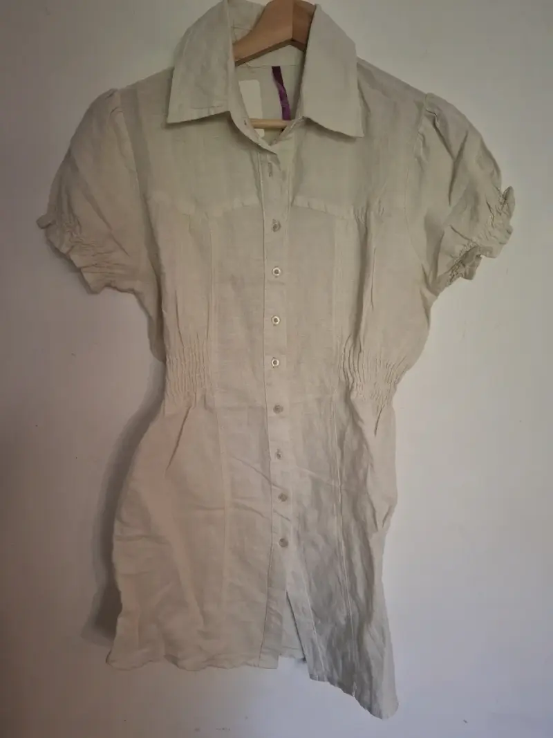 Blusa Beige de Manga Corta para Mujer - 2