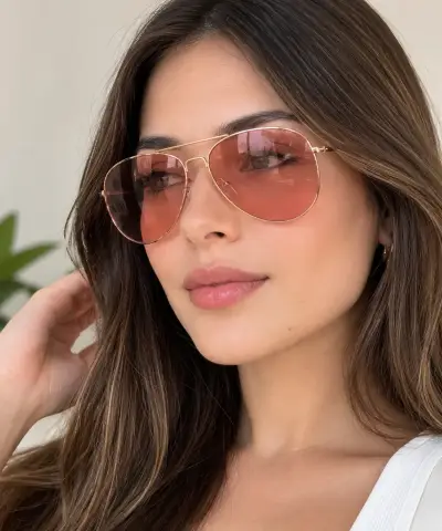 Gafas de sol rosa mujer tipo aviador Itlay Design - miniatura 1