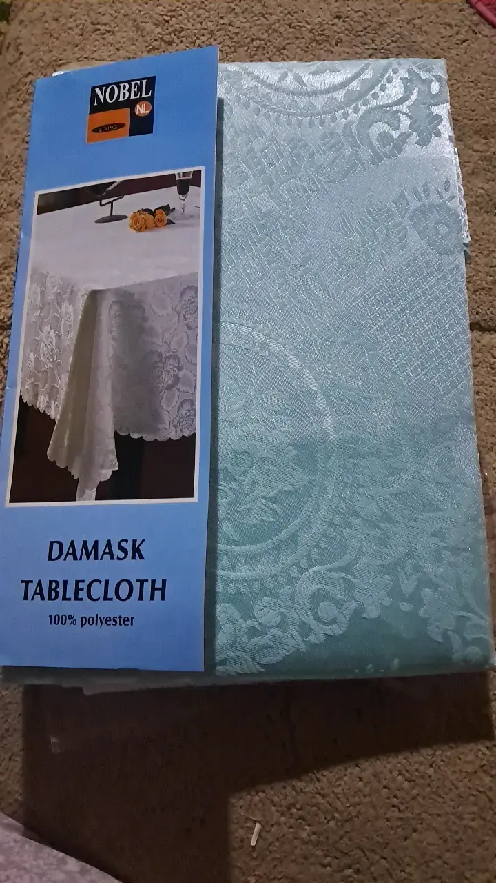Mantel damasco azul 100% poliéster - 1