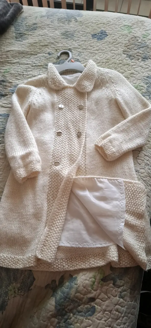 Abrigo de lana para niña color crema - 1