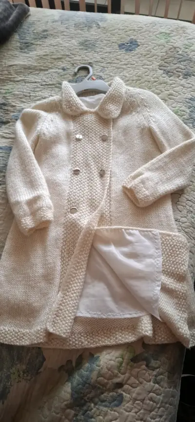 Abrigo de lana para niña color crema - miniatura 1