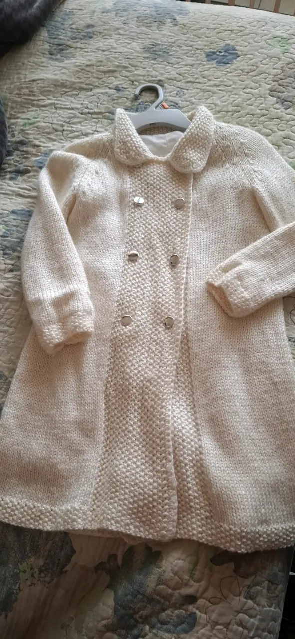 Abrigo de lana para niña color crema - 2