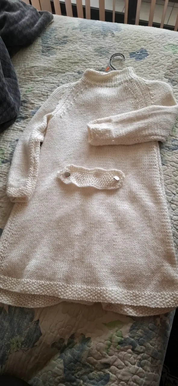 Abrigo de lana para niña color crema - 3