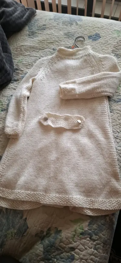 Abrigo de lana para niña color crema - miniatura 3
