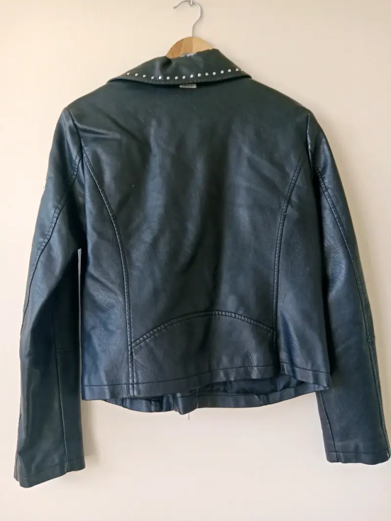 Chaqueta de cuero sintético con bordado floral - 2