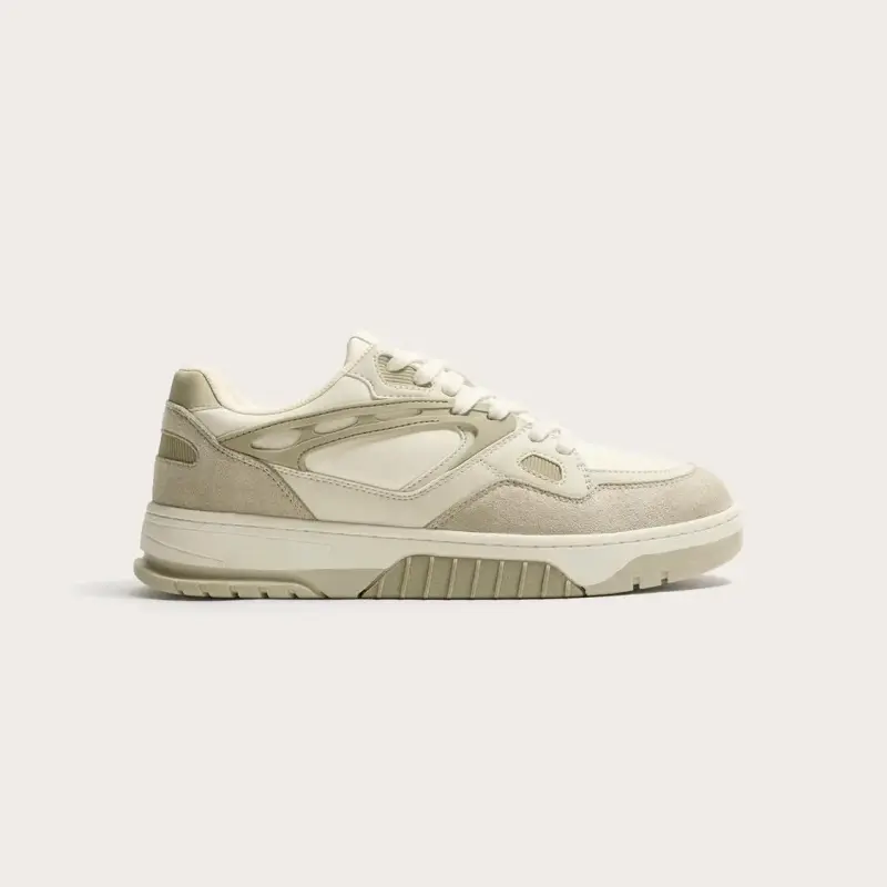 Zapatillas deportivas beige de cuero y gamuza - 1