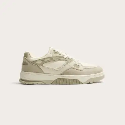 Zapatillas deportivas beige de cuero y gamuza - miniatura 1