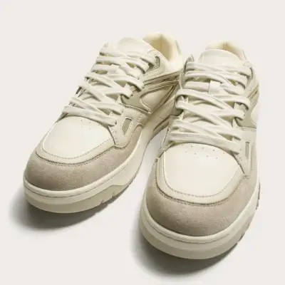 Zapatillas deportivas beige de cuero y gamuza - miniatura 2