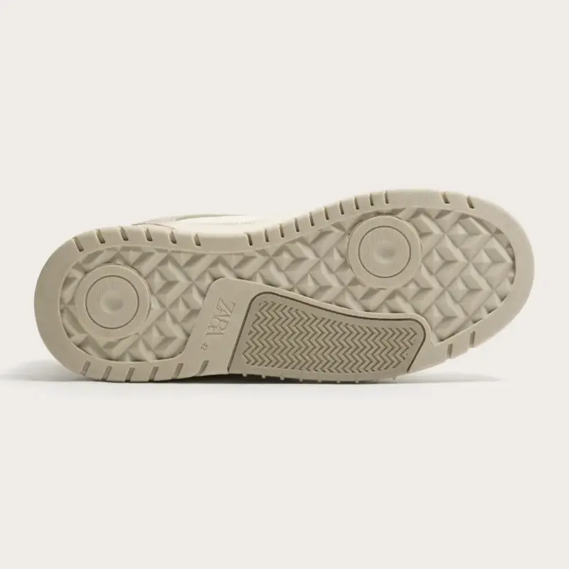 Zapatillas deportivas beige de cuero y gamuza - 3