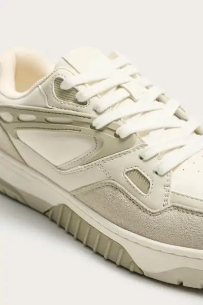 Zapatillas deportivas beige de cuero y gamuza - miniatura 4