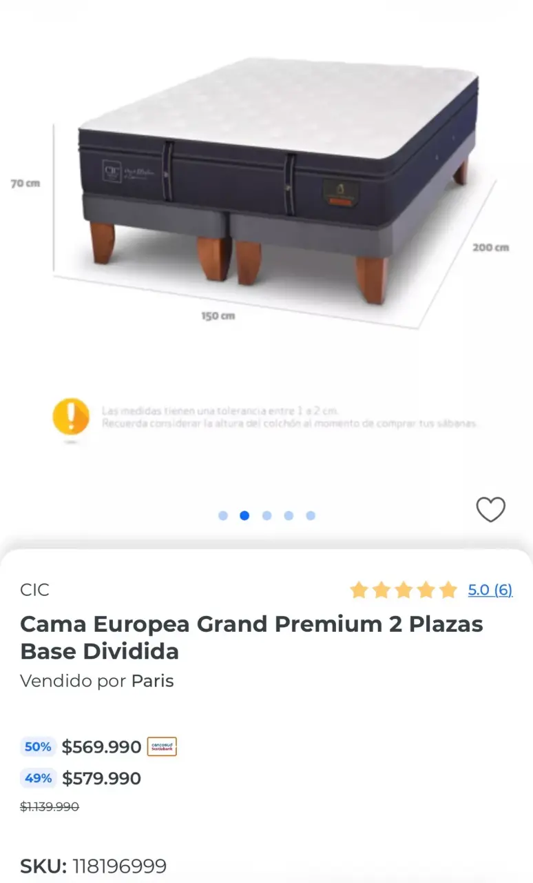 Cama Europea CIC Grand Premium 2 Plazas - 1