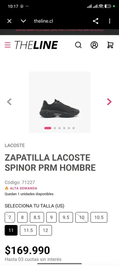 Zapatillas Lacoste Spinor PRM Hombre Negras - miniatura 3