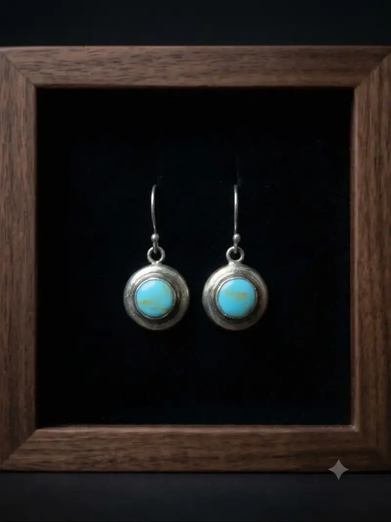 Aros colgantes de plata 925 con turquesa - 1