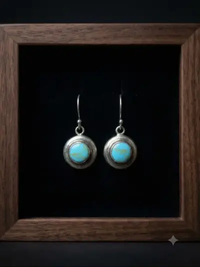 Aros colgantes de plata 925 con turquesa - miniatura 1