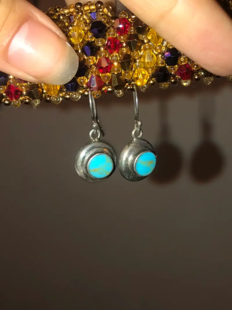 Aros colgantes de plata 925 con turquesa - 2
