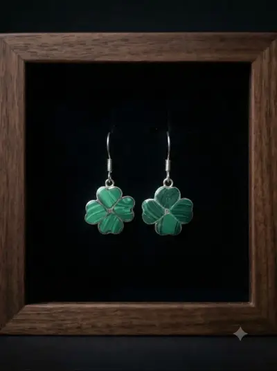 Aros de trébol verde en plata - miniatura 1