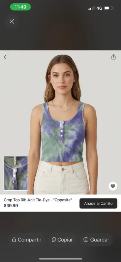 Crop top tie-dye rib-knit Opposite - miniatura 1