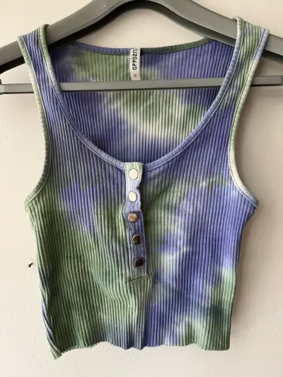 Crop top tie-dye rib-knit Opposite - miniatura 2