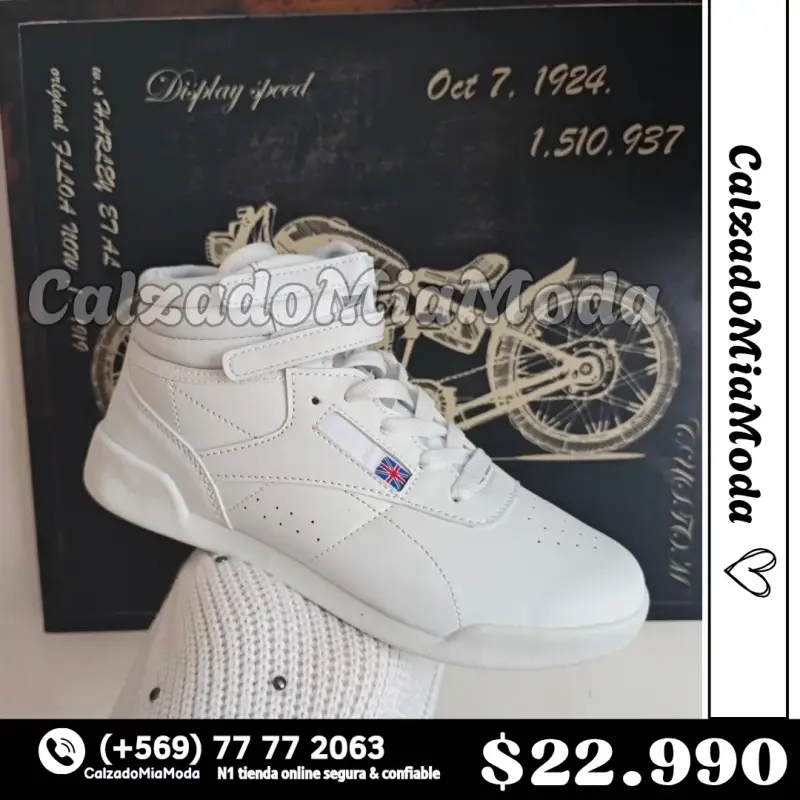 Zapatillas blancas de cuero sintético con velcro