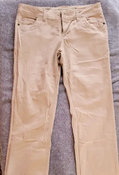 Pantalone beige de algodón para mujer - miniatura 1