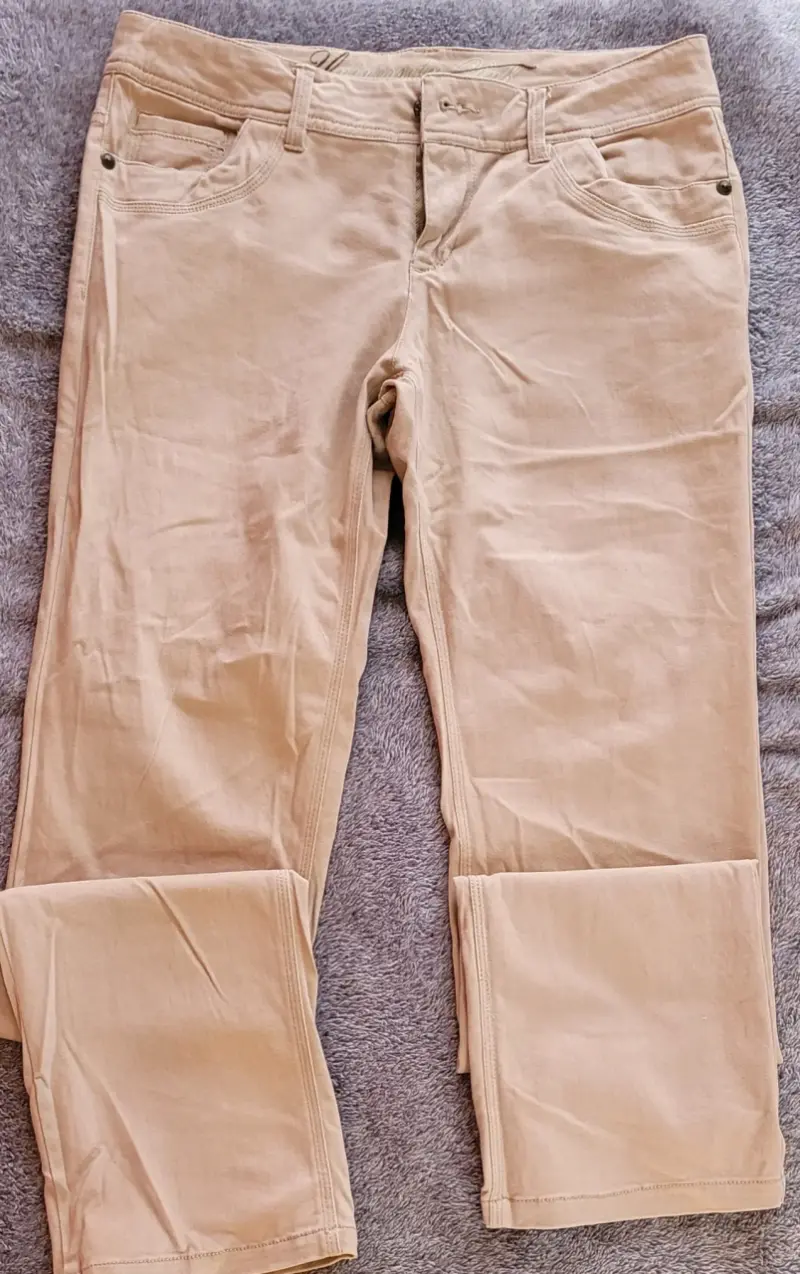 Pantalone beige de algodón para mujer - 3