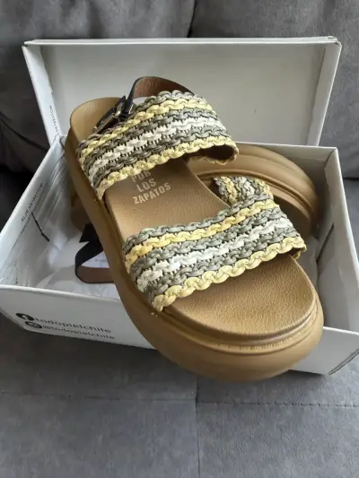 Sandalias de plataforma tejidas multicolor - miniatura 1