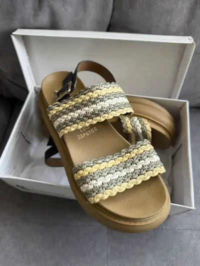 Sandalias de plataforma tejidas multicolor - miniatura 2