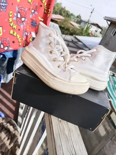 Zapatillas blancas de lona Converse para niños - miniatura 1