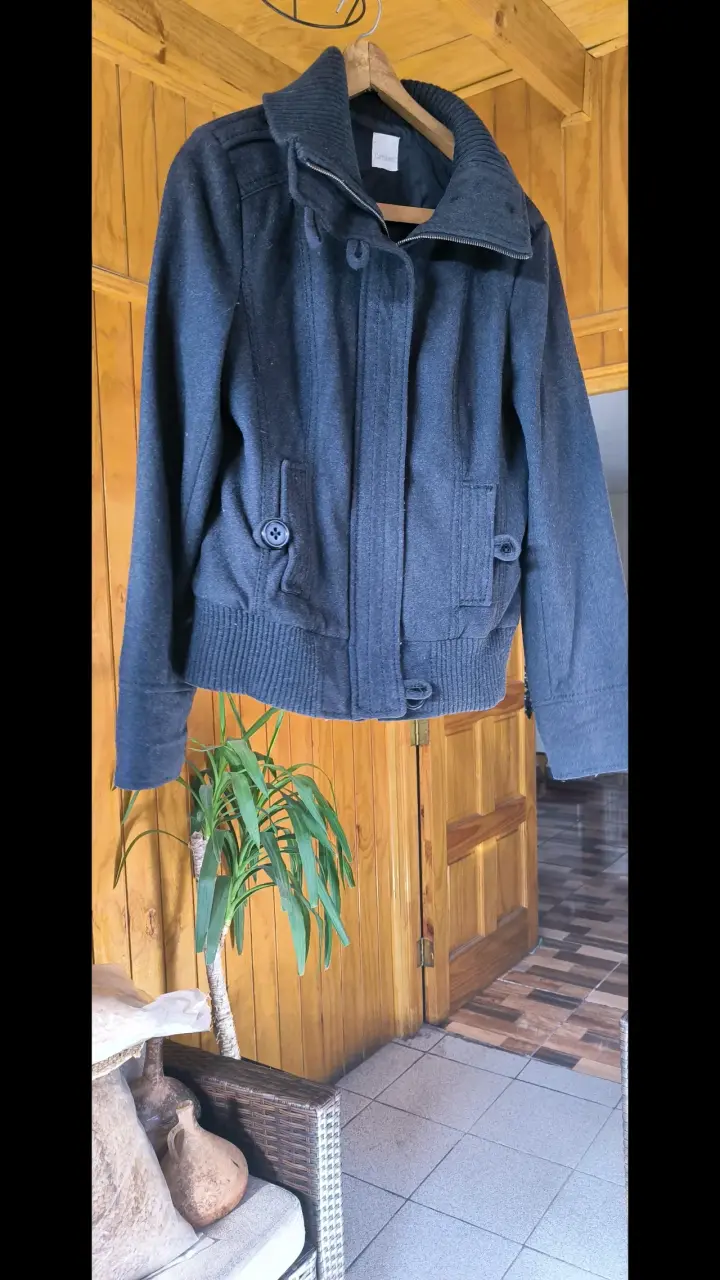 Chaqueta de lana azul oscuro para mujer - 1