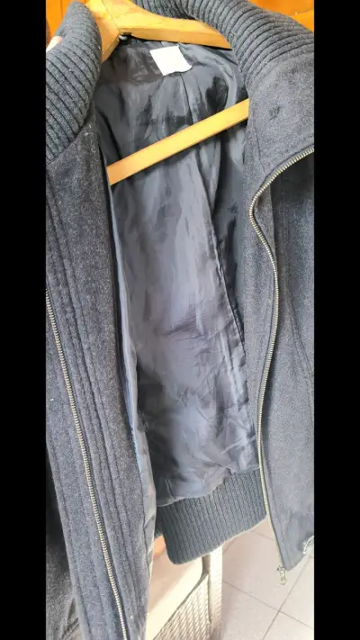 Chaqueta de lana azul oscuro para mujer - miniatura 4