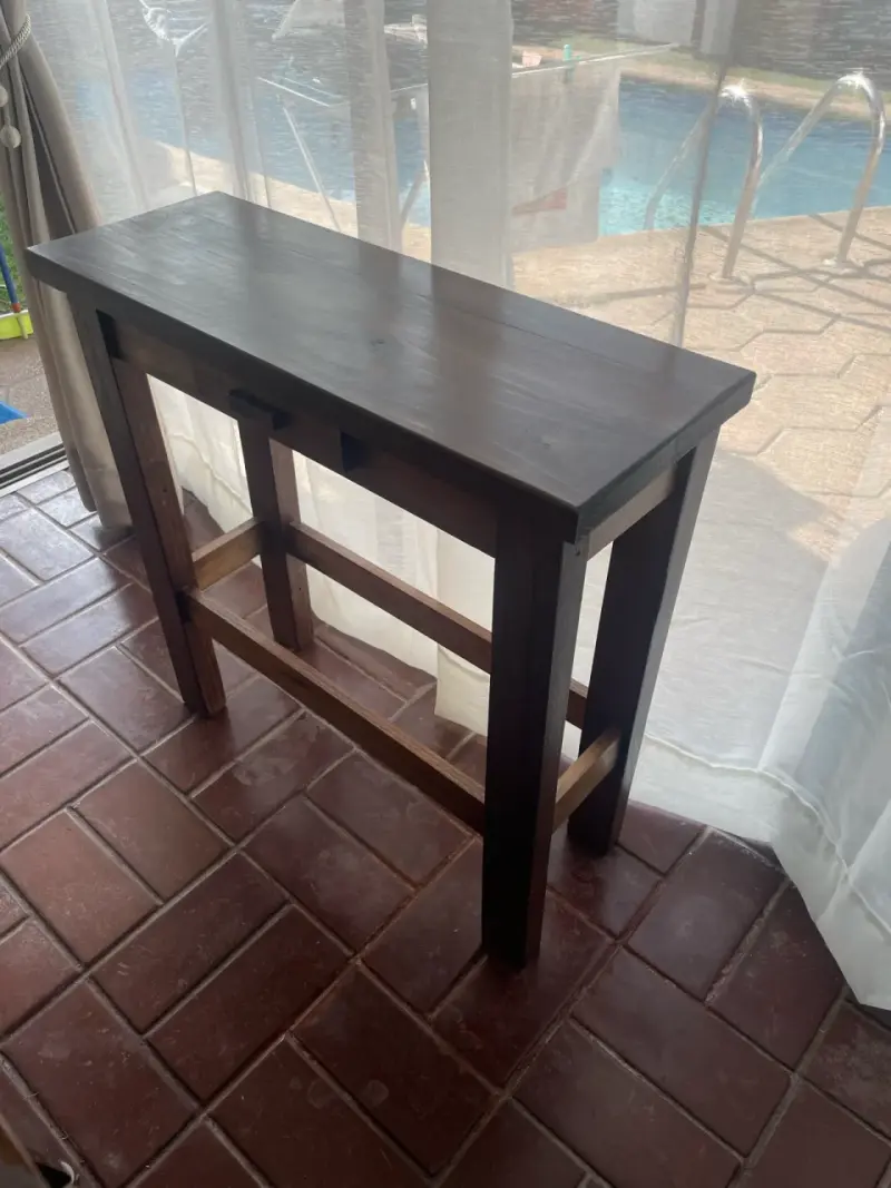 Mesa de Madera con Cajón Estilo Rústico - 4