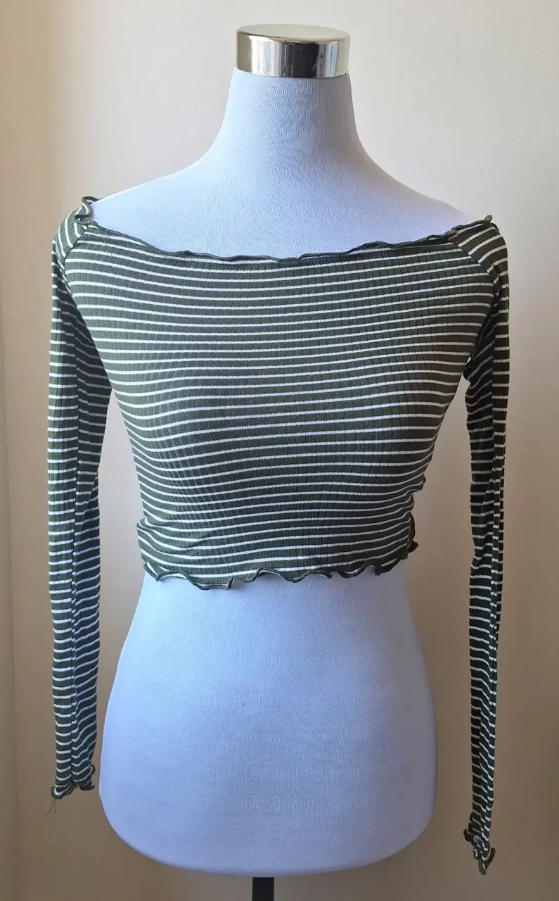 Top de rayas manga larga verde y blanca