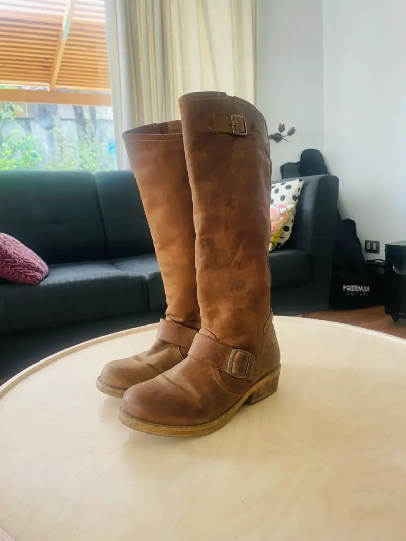 Botas de cuero marrón para mujer - 1