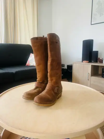 Botas de cuero marrón para mujer - miniatura 2