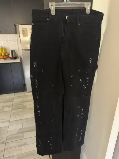 Pantalon negros con diseño de pintura para hombre - miniatura 1