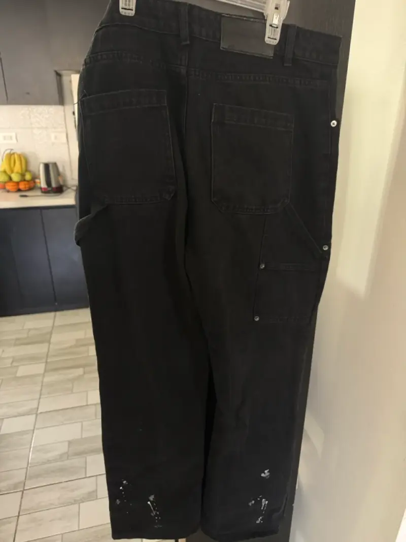 Pantalon negros con diseño de pintura para hombre - 2
