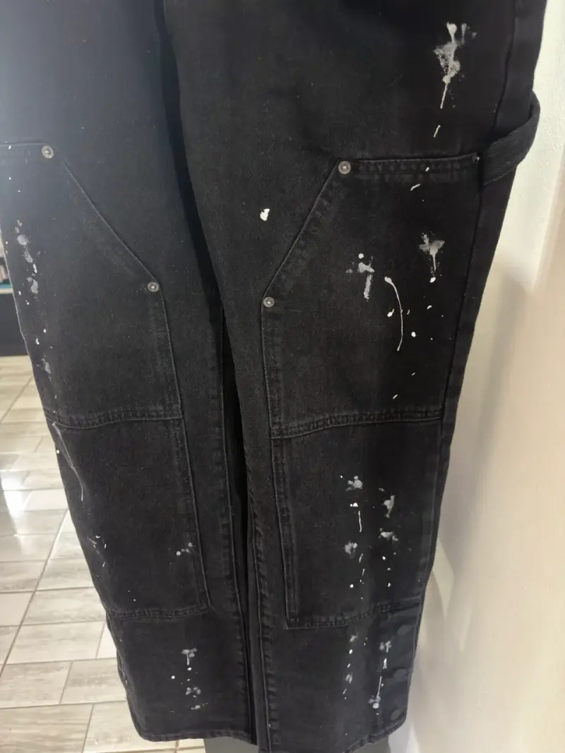 Pantalon negros con diseño de pintura para hombre - 3