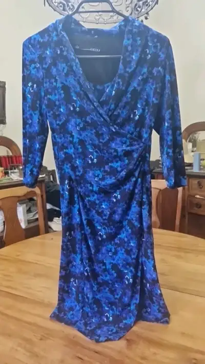 Vestido azul estampado floral Chetta B - miniatura 1
