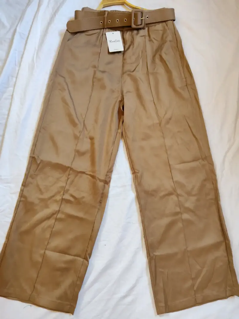 Pantalones beige con cinturón L/XL - 1