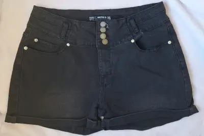 Shorts de mezclilla negros Mujer - miniatura 1